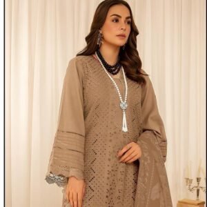 3 pcs unstiched lawn embroidered suit