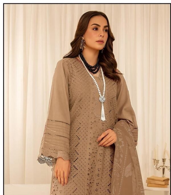 3 pcs unstiched lawn embroidered suit
