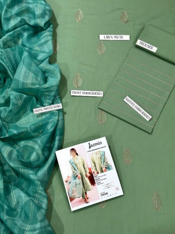 3 pcs women's embroidered suit - Image 4