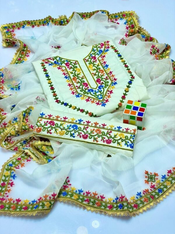 3 pcs women s unstiched embroidered suit - Image 5