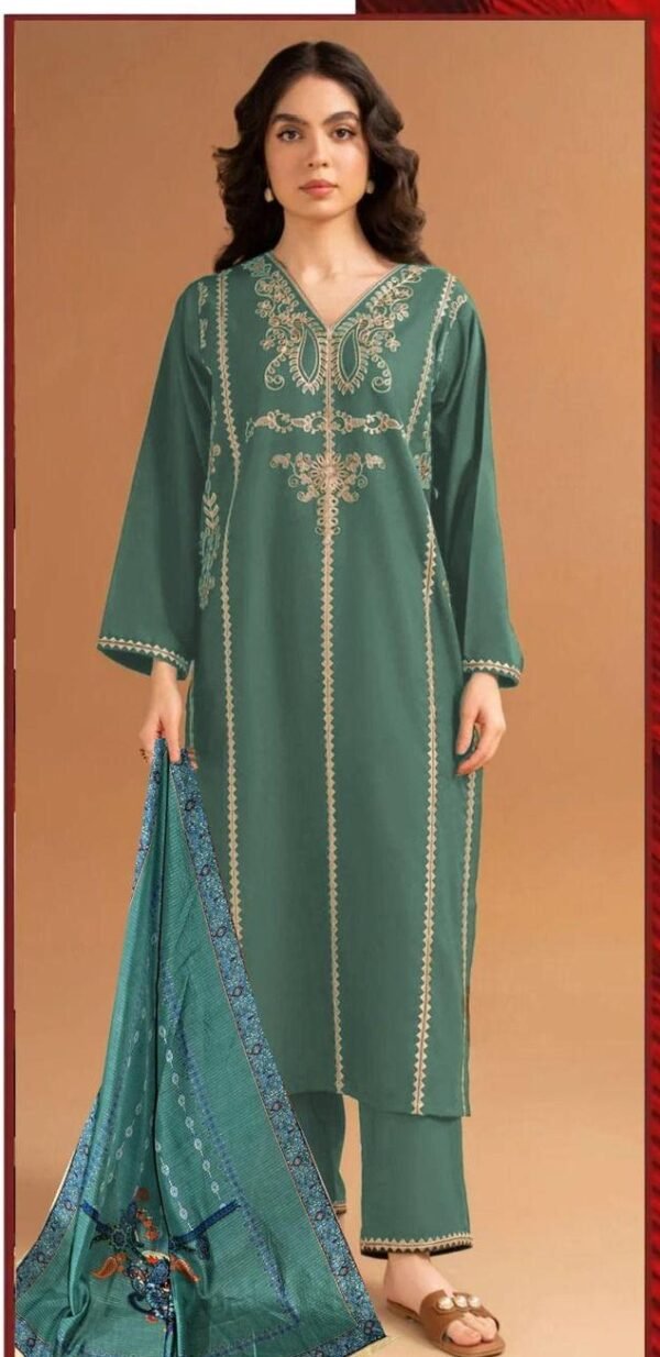 3pcs embroidered unstiched suit - Image 3