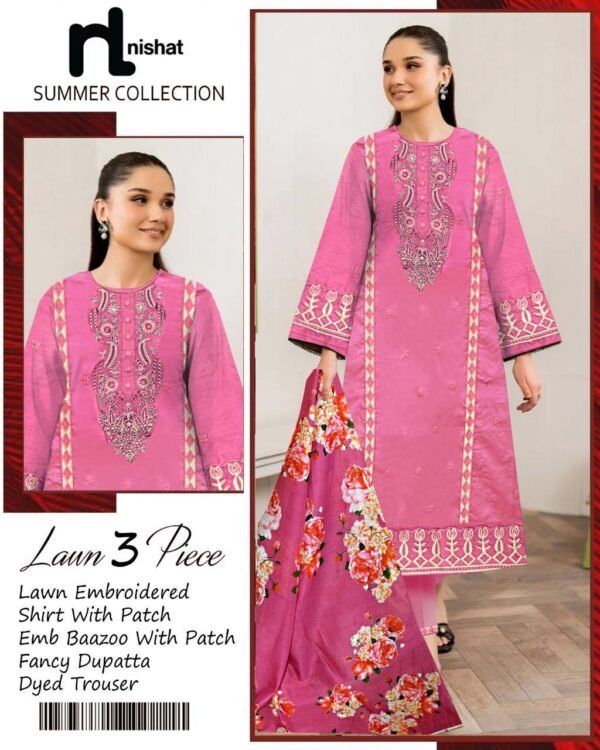 Attractive fancy 3pcs lawn wear suit - Image 3