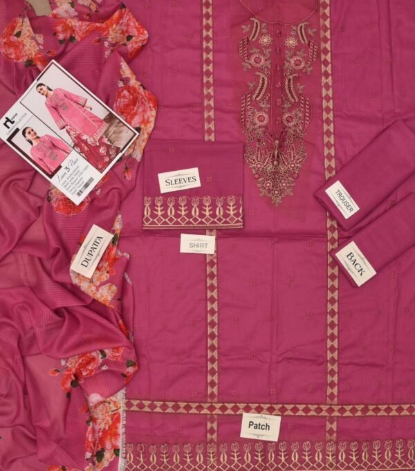 Attractive fancy 3pcs lawn wear suit - Image 2