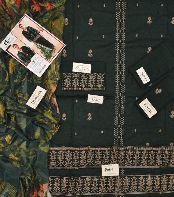 Modern wear 3pcs unstiched embroidered suit - Image 2