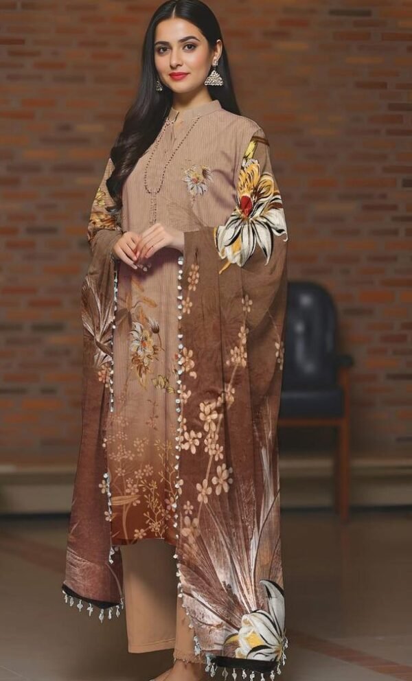3 pcs unstiched digital printed suit - Image 2