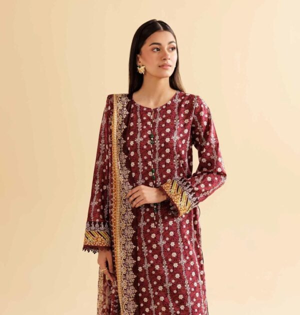 Elegant modest 3pcs embroidered unstiched  suit