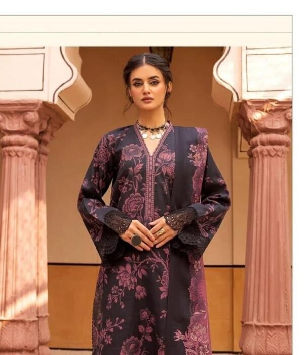 Beautiful elegant 3pcs unstiched embroidered suit - Image 4