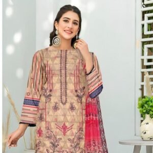 Pakistanani casual  3pcs unstiched embroidered suit