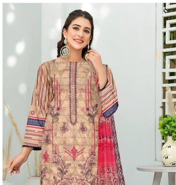 Pakistanani casual  3pcs unstiched embroidered suit