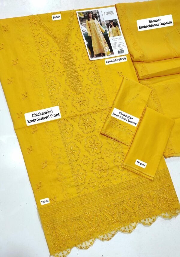 Rich look chikankri 3pcs unstiched embroidered suit - Image 2