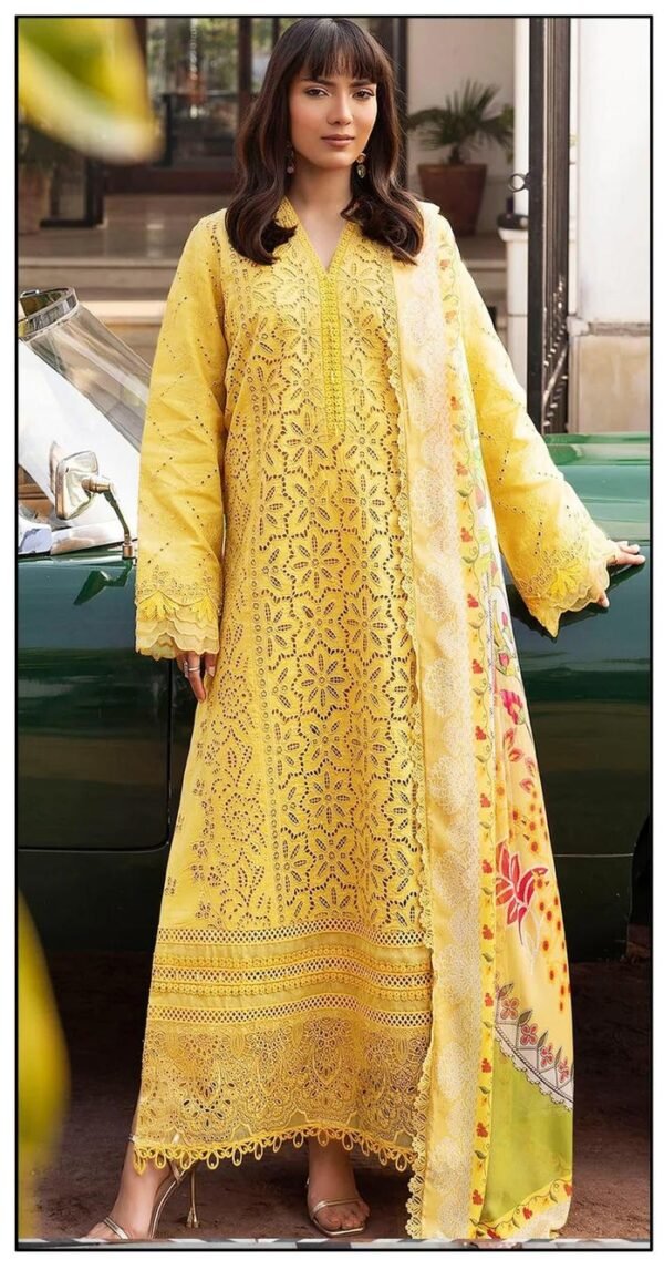 Rich look chikankri 3pcs unstiched embroidered suit - Image 3