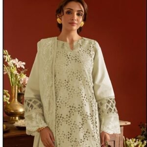 Stylish casual chikankri 3pcs embroidered unstiched suit