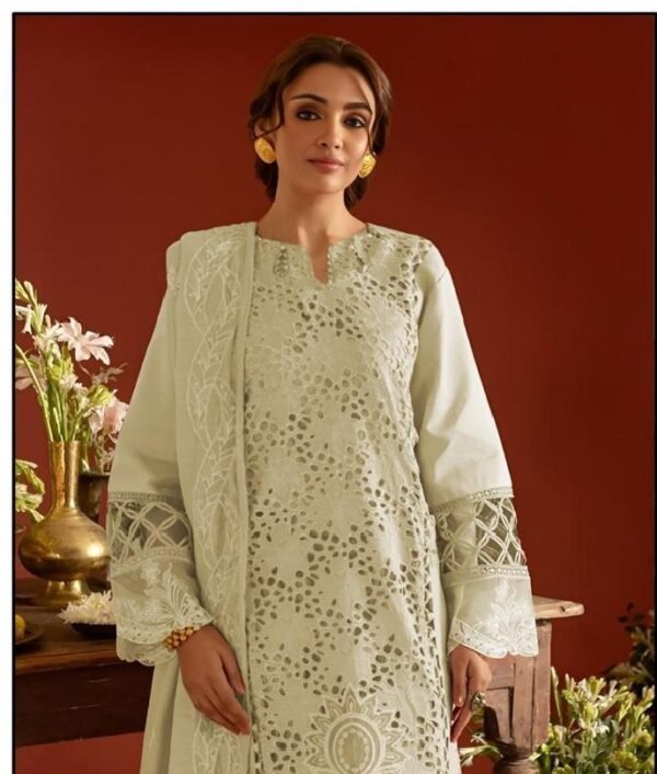 Stylish casual chikankri 3pcs embroidered unstiched suit