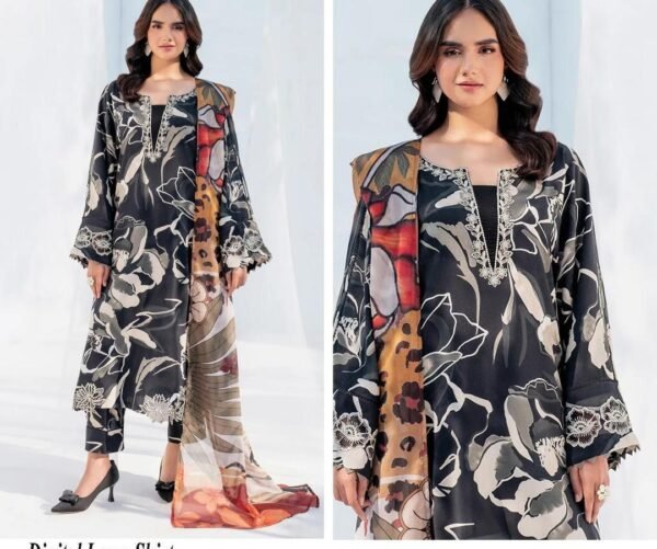 Latest new design printed unstiched suit - Image 3