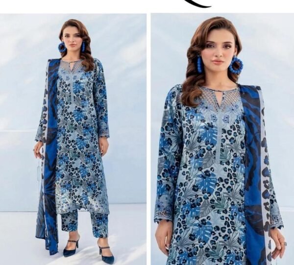 Exclusively trending 3pcs embroidered unstiched suit - Image 3