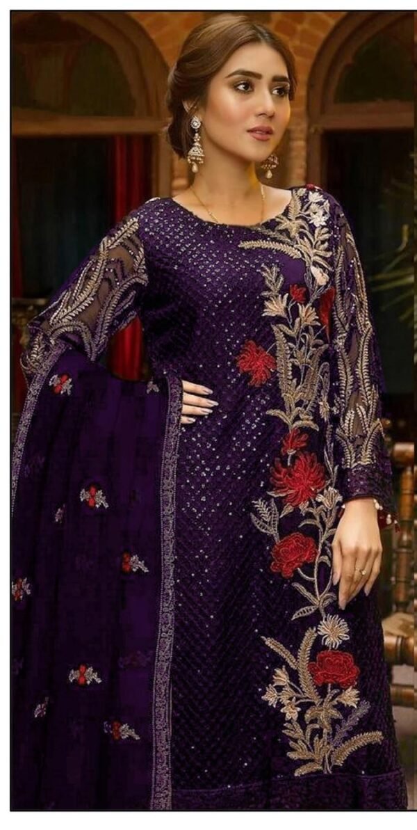 Rich look embroidered 3pcs unstiched suit - Image 3