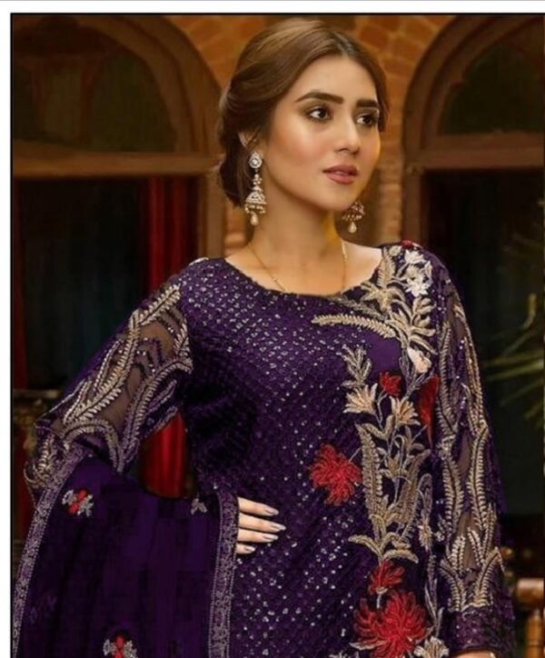 Rich look embroidered 3pcs unstiched suit - Image 4
