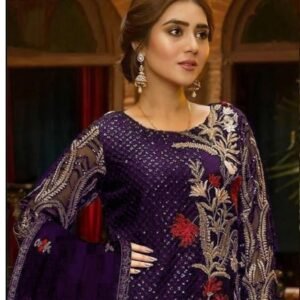 Rich look embroidered 3pcs unstiched suit