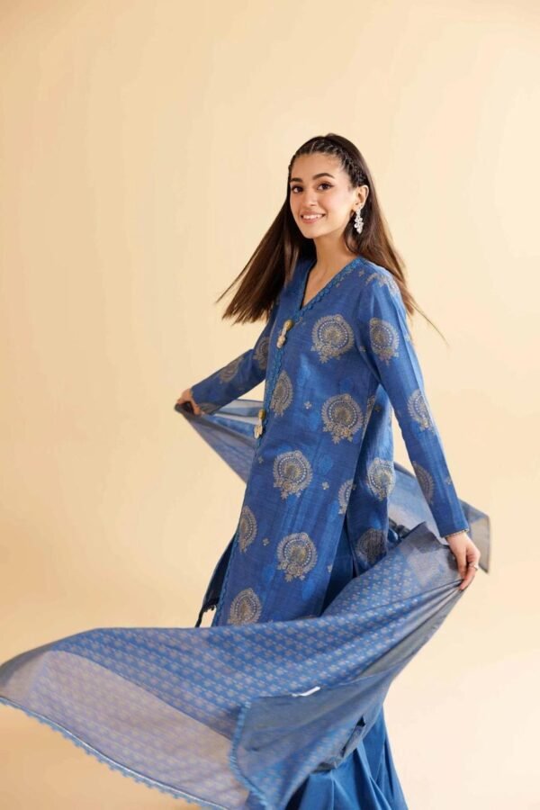 Casual elegant modest 3pcs printed unstiched suit - Image 3