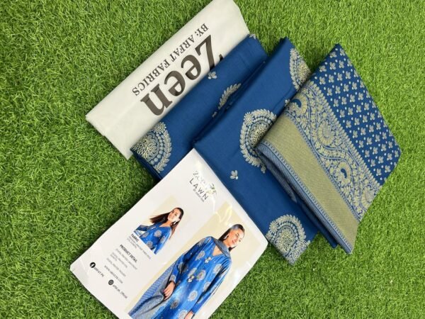 Casual elegant modest 3pcs printed unstiched suit - Image 4