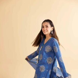 Casual elegant modest 3pcs printed unstiched suit